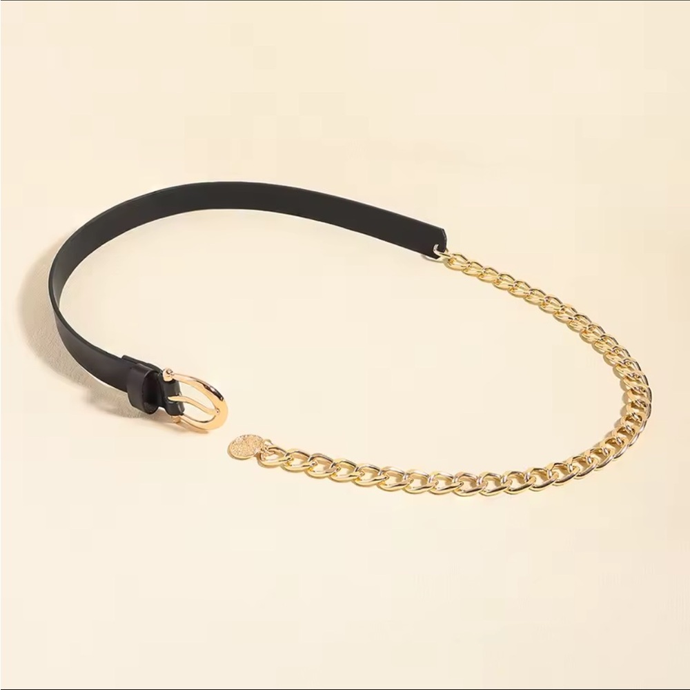 NWT - BELT Chain - Black and Gold Chain Belt - Adjustable - Stylish - Luxury - Picture 5 of 7